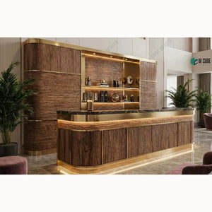 3D Veneer Reception Counter with Sculpted Woodgrain Depth