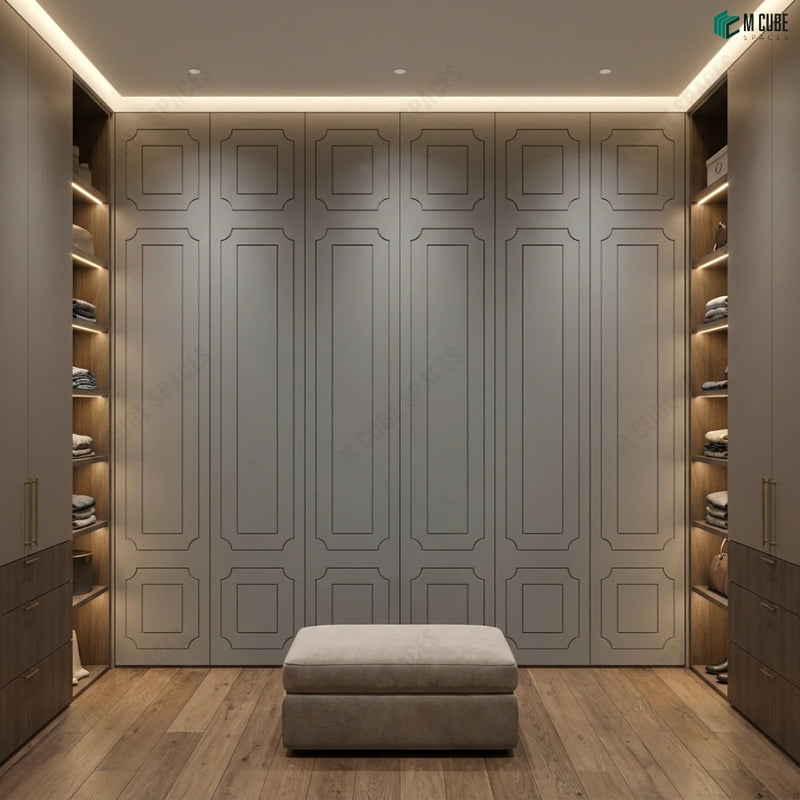 Ceramic Flow Panels as Wardrobe Shutters in Luxury Dressing Room