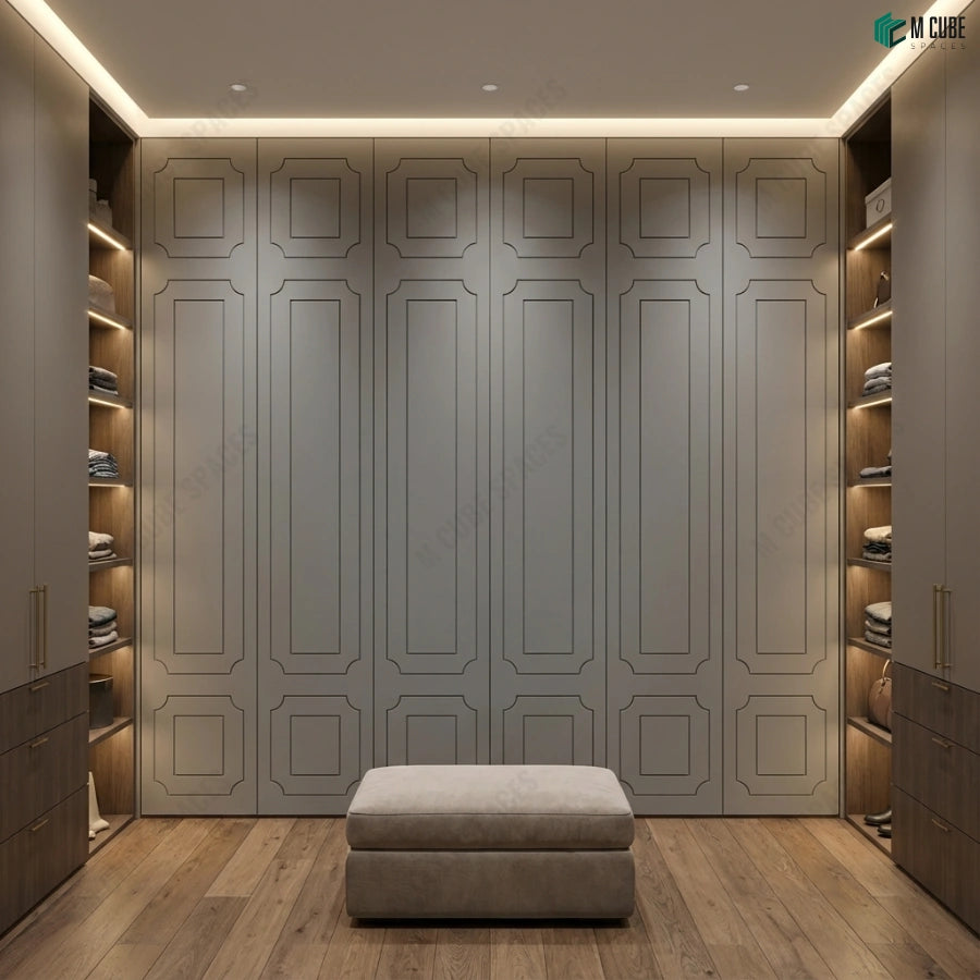 Ceramic Flow Panels as Wardrobe Shutters in Luxury Dressing Room - Bedroom inspiration