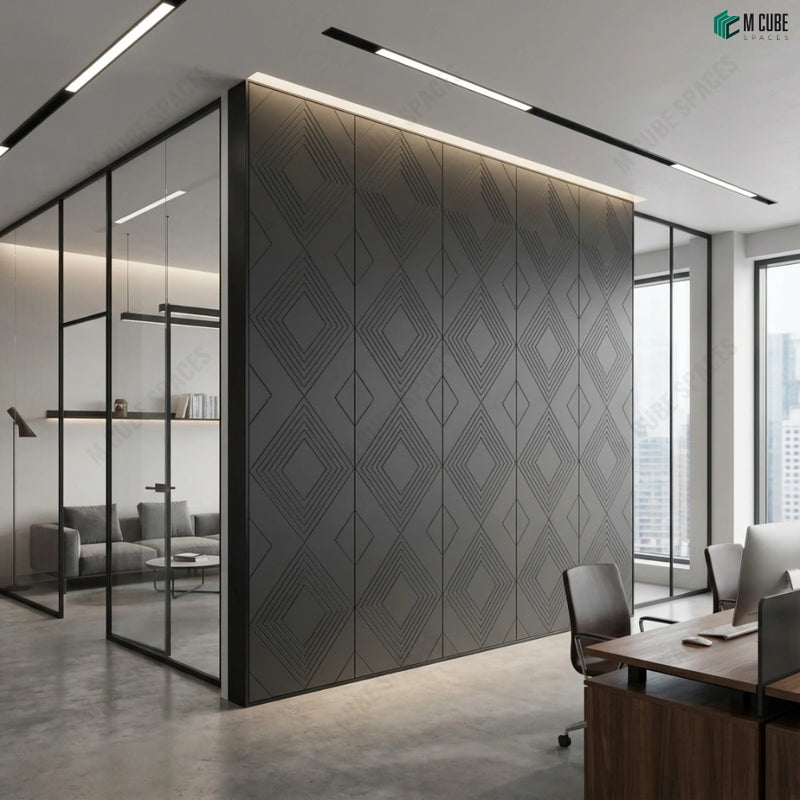 Corporate Meeting Room with Monochrome Ceramic Panels