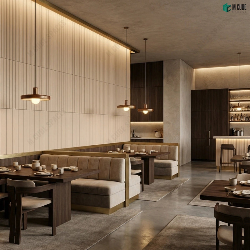 Contemporary Restaurant Seating with Ceramic Flow Walls