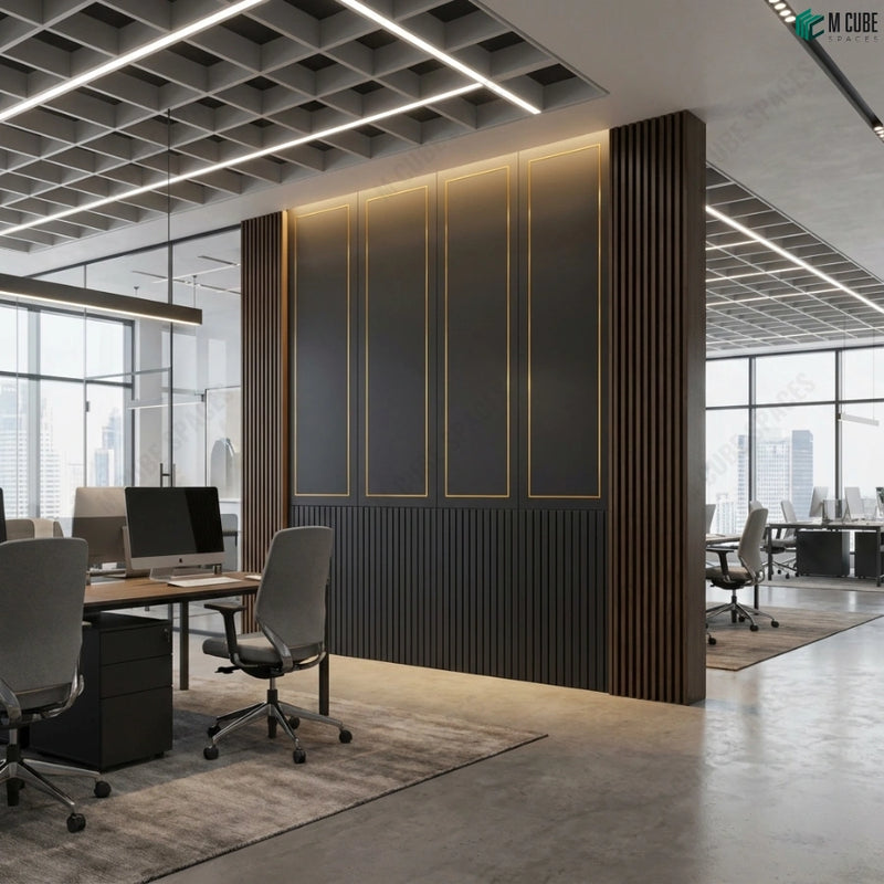 Office Partition Feature with Ceramic Luxe Panels