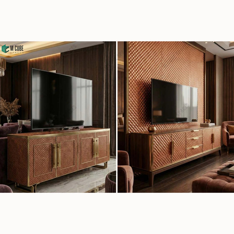 Diamond 3D Wood Veneer TV Feature Wall