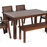 Alfresco Outdoor Dining Table With 4 Arm Chairs And Bench