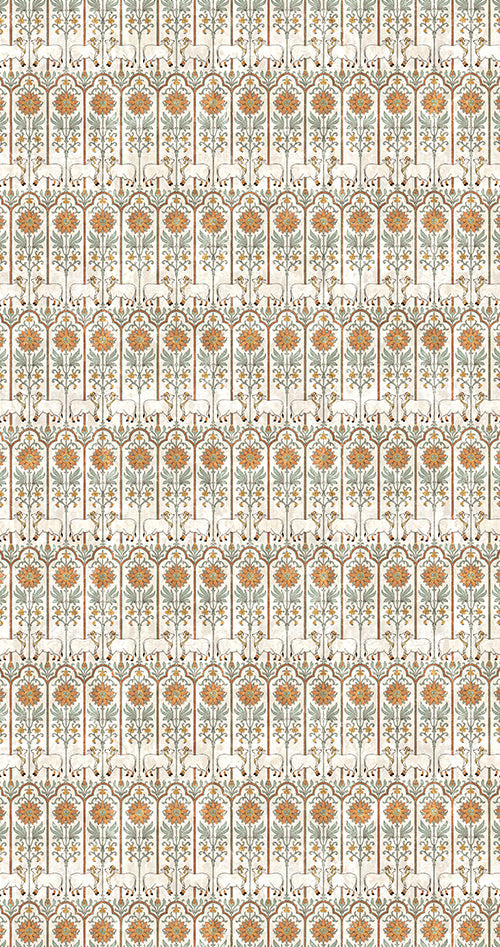 Patterned laminate with Nandani imprints and traditional design for modern traditional interiors in Bengaluru.