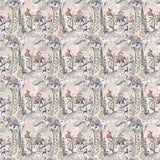 Patterned laminates with small figures and plants on a light background, for soft and warm interiors in Bengaluru.