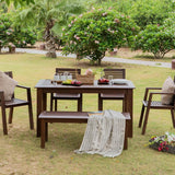 Alfresco Outdoor Dining Table With 4 Arm Chairs And Bench