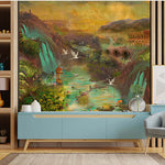 Enchanted Tropical Valley Landscape wallpaper design view 2 | MWA-LWZ-177