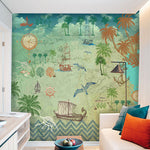Nautical Voyager (Sand) Nautical wallpaper design view 2 | MWA-LWZ-159