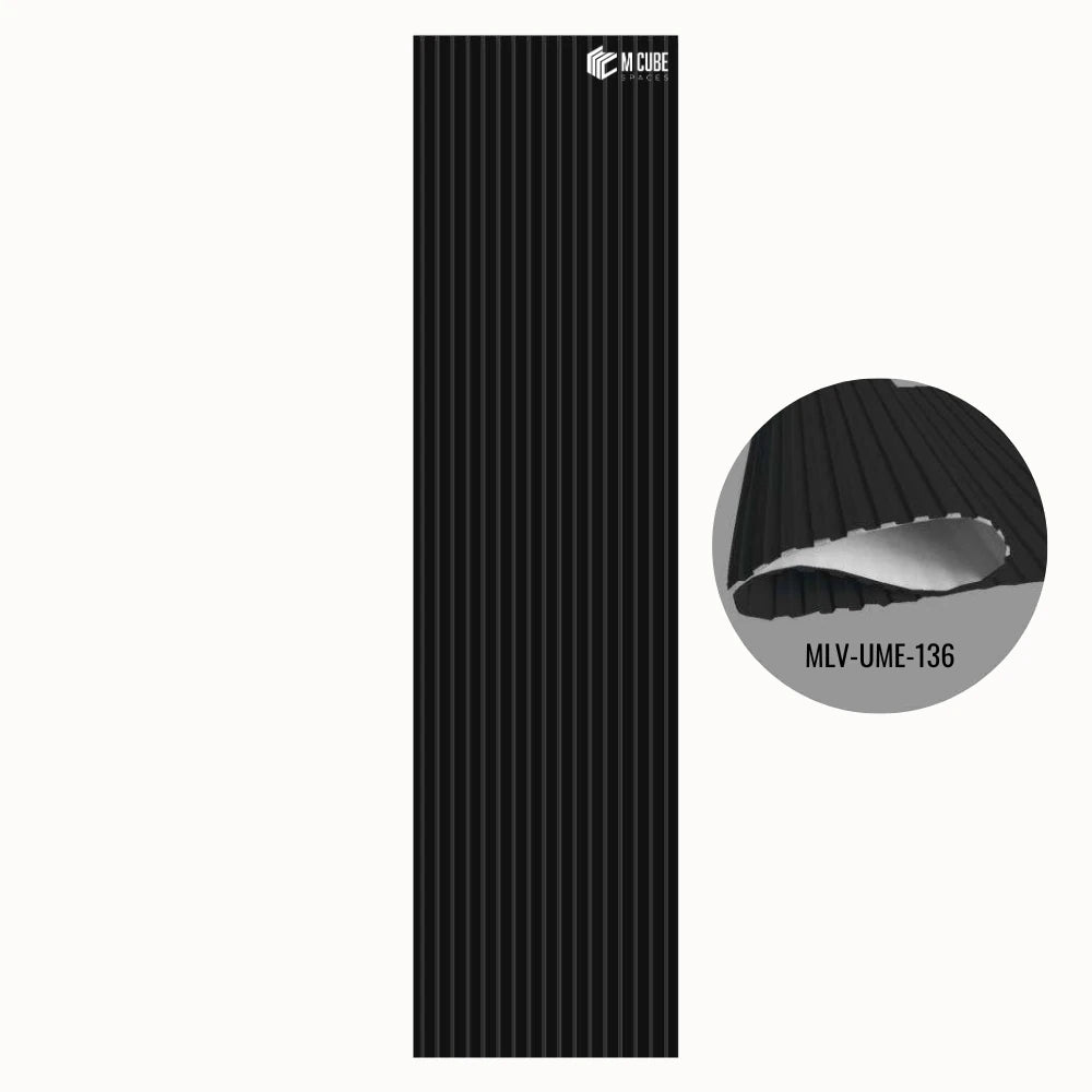 MLV-UME-136 premium flexible fluted wall panel, HDHMR backing and PVC finish, 6 mm bendable decorative louvers for curved interior walls and columns