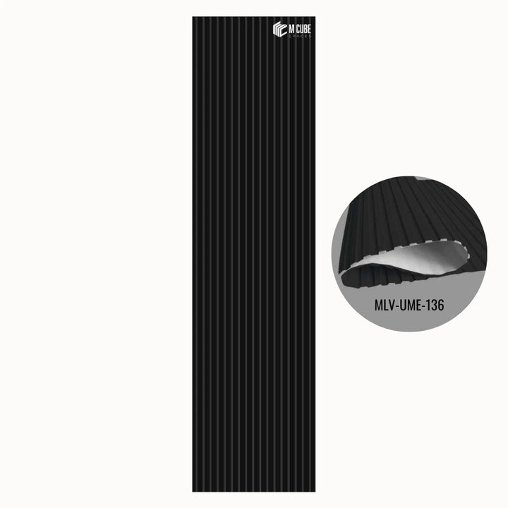 MLV-UME-136 premium flexible fluted wall panel, HDHMR backing and PVC finish, 6 mm bendable decorative louvers for curved interior walls and columns
