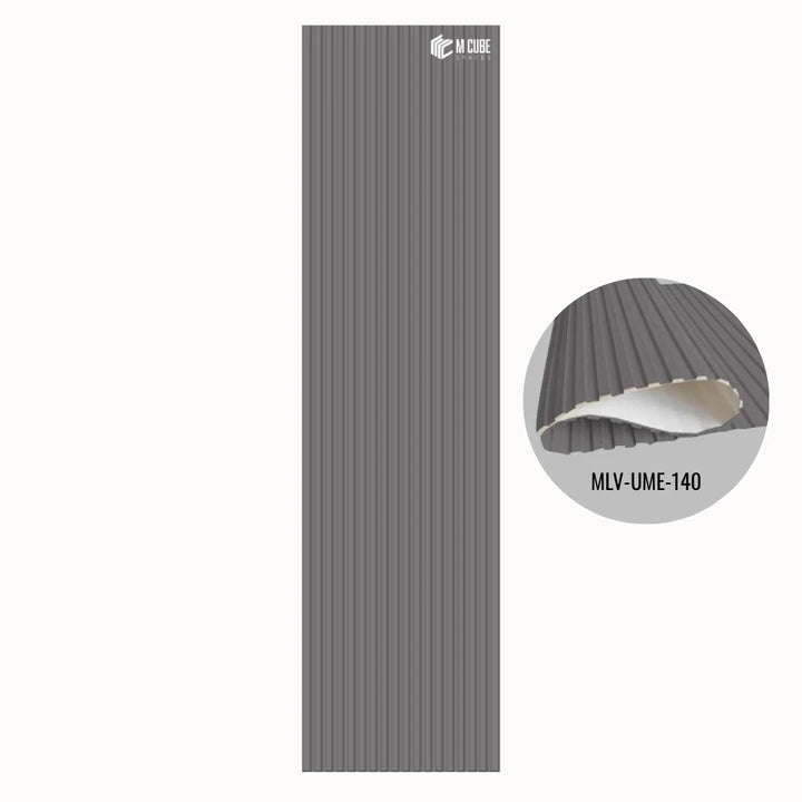 MLV-UME-140 premium flexible fluted wall panel, HDHMR backing and PVC finish, 6 mm bendable decorative louvers for curved interior walls and columns