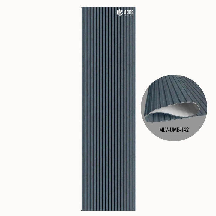 MLV-UME-142 premium flexible fluted wall panel, HDHMR backing and PVC finish, 6 mm bendable decorative louvers for curved interior walls and columns