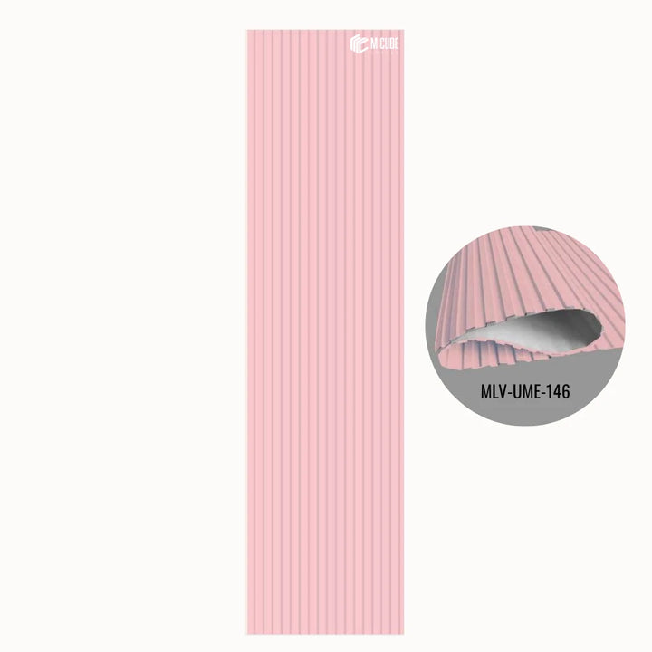 MLV-UME-146 premium flexible fluted wall panel, HDHMR backing and PVC finish, 6 mm bendable decorative louvers for curved interior walls and columns