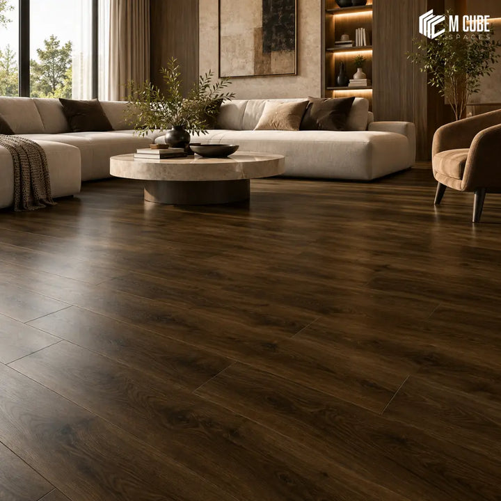 Heritage Oak SPC flooring installed in a premium interior – MWF-HPB-105