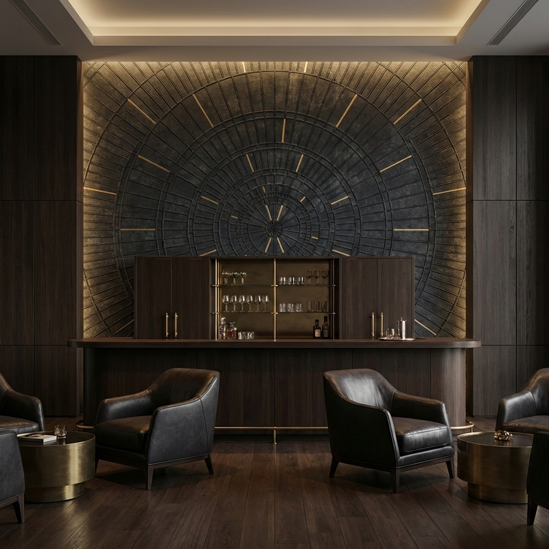 Luxury Lounge featuring Designer Bookmatched Statement Wall