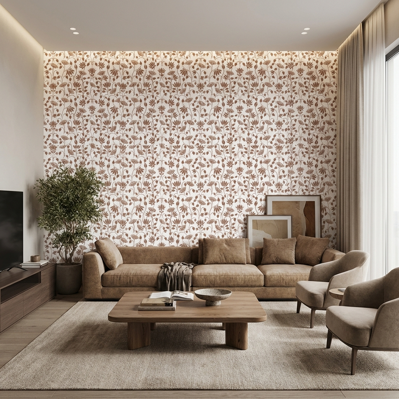 Kamlotsav Pichwai Art Digital Laminate Full Living Room Feature Wall Installation