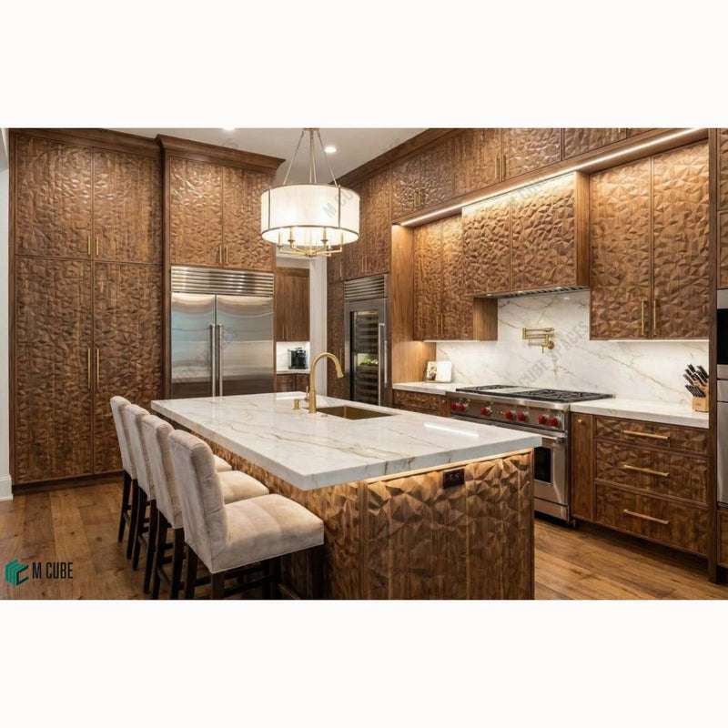 Designer Kitchen with Rhombus 3D Veneer Cabinet Fronts
