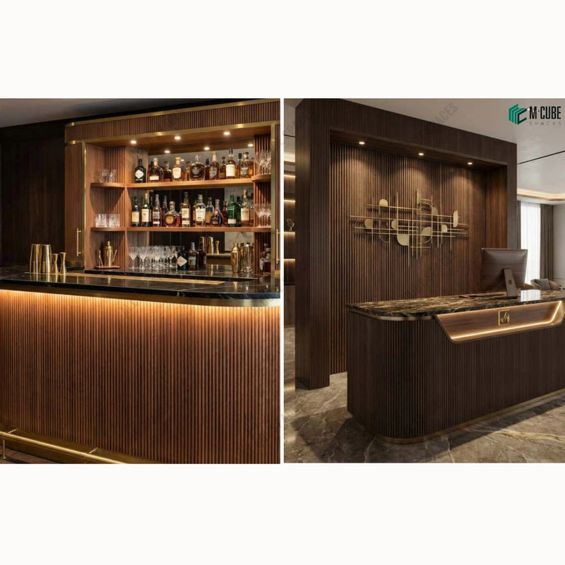 Roma 3D Wood Veneer Concierge and Bar Unit