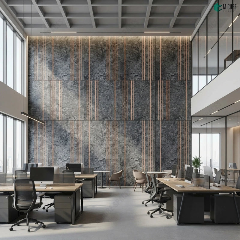 Corporate Atrium with Double-Height StoneCraft Wall